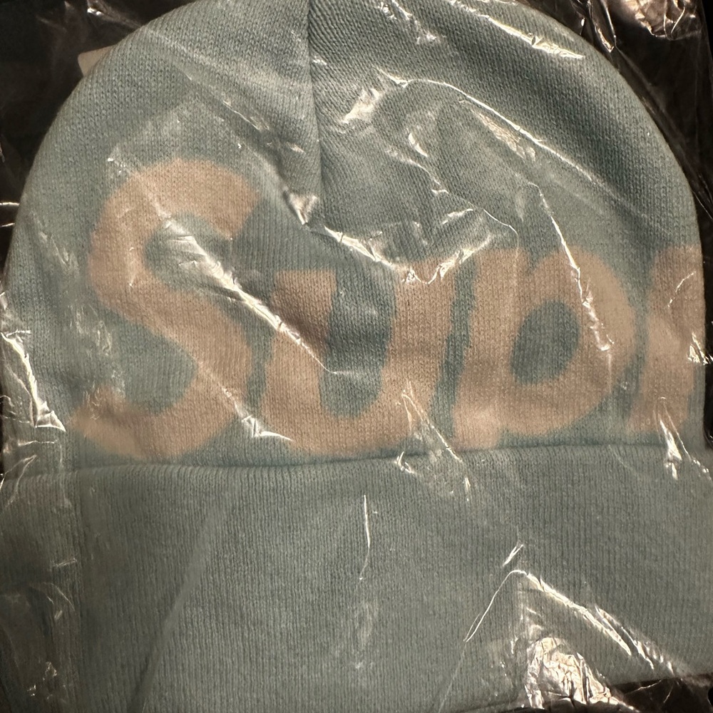 Supreme Big Logo Sky Blue Beanie